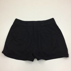 HELMUT LANG Black Button Waistband High Rise Cuffed Hem Shorts